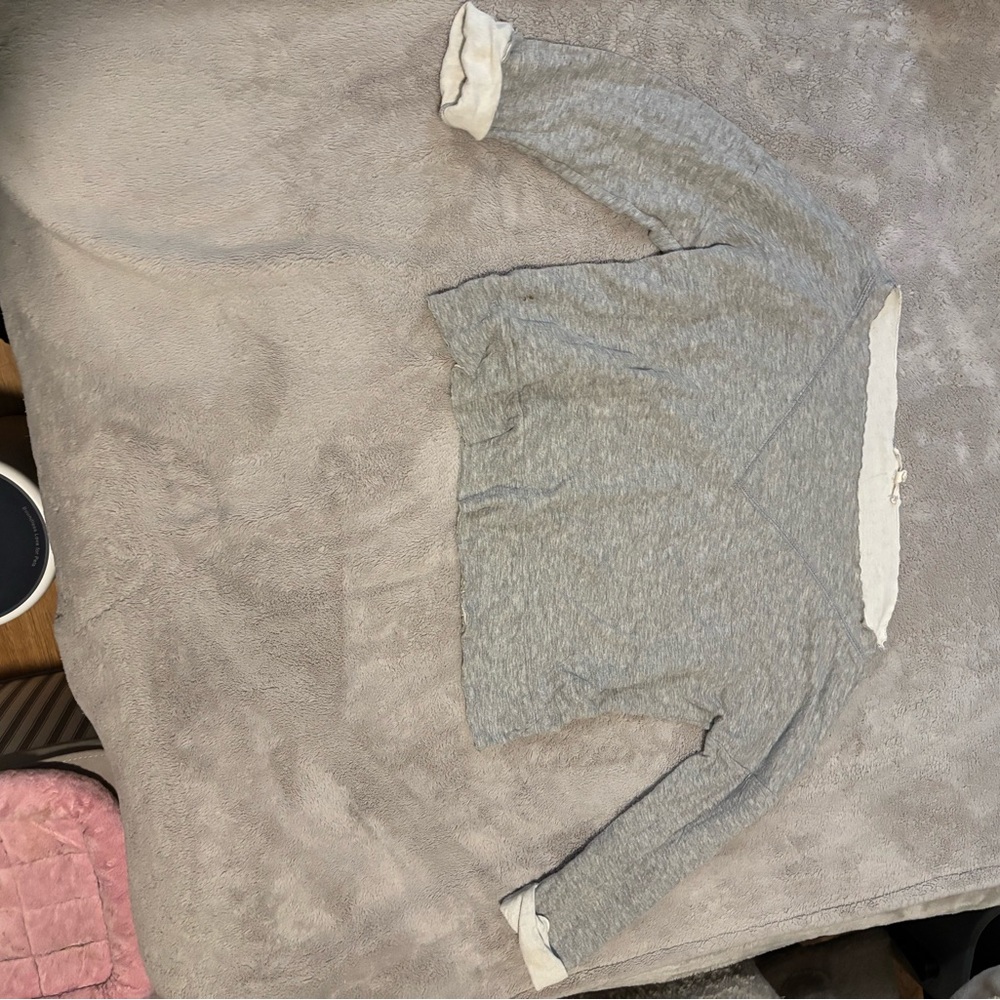 LOFT Heathered Gray Knit Off the Shoulder Top